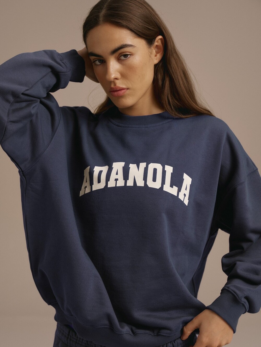 Adanola Varsity Oversized Sweatshirt - Washed Midnight Blue - Picture 2 of 9